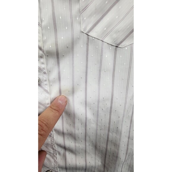 Vintage Wrangler Western Shirt Mens XXL Pearl Snap Button Down White Striped - Picture 5 of 7
